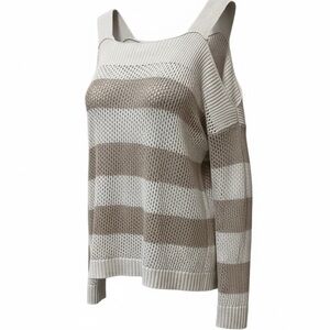 Elan striped cold shoulder sweater, medium
